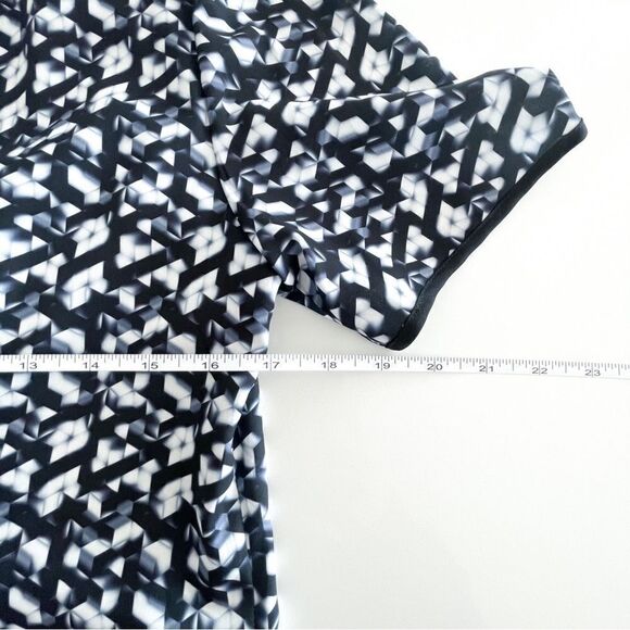 PLANET Shift Dress Black Grey White Red Border Pattern Rear Zip Lined Women's 8 - Picture 7 of 8